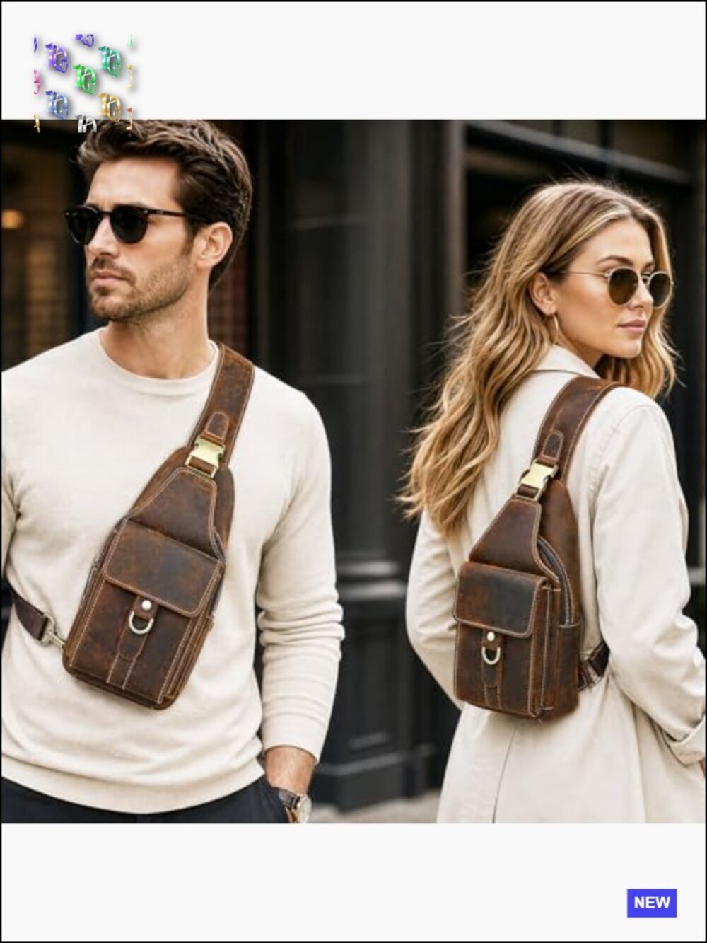 Genuine Leather Hiking Daypack Sling Crossbody Chest Bag Travel Daypack Outdoor - Picture 2 of 6